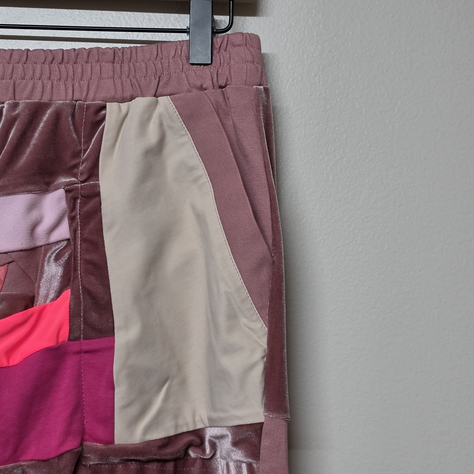 Zero Wasted Daniel Zwd Patchwork Jogger Pants Womens L Pink Velvet Recycled Usa — image 3 of 8